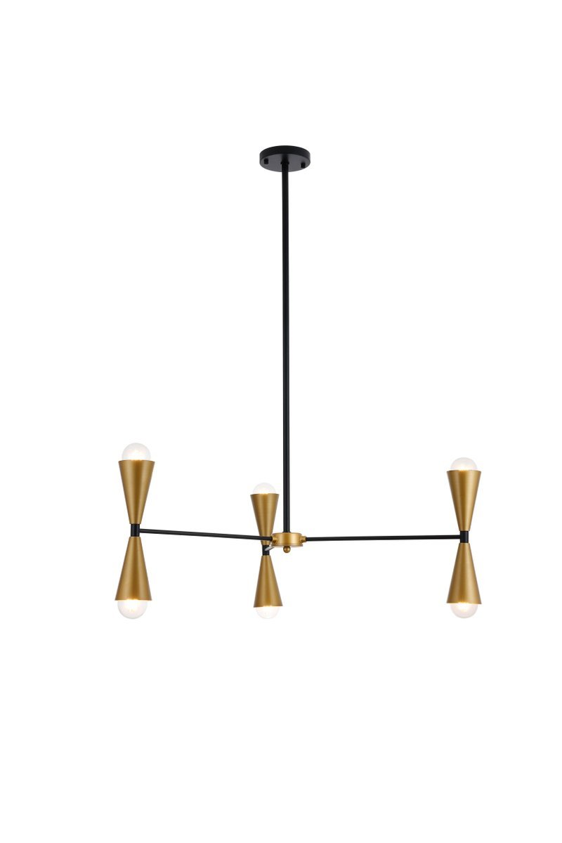 Cade 34 inch pendant in black and brass