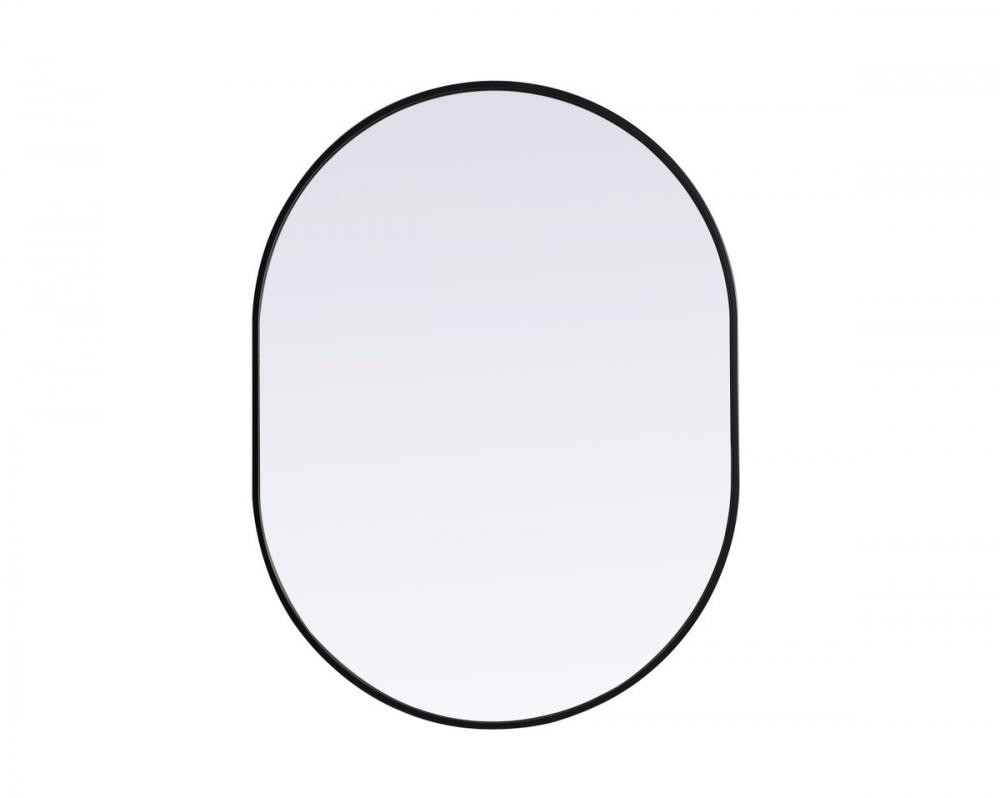 Metal Frame Oval Mirror 30x40 Inch in Black