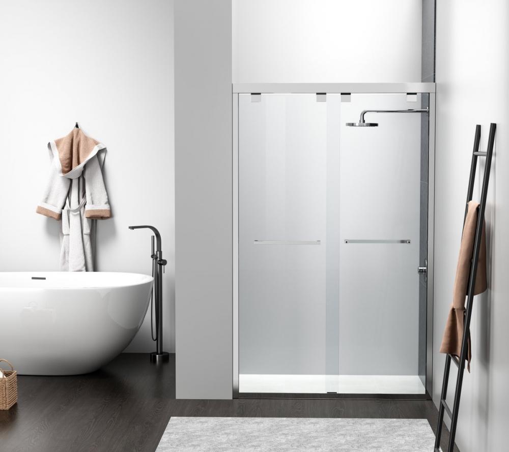 Semi-frameless shower door 48 x 76 Polished Chrome