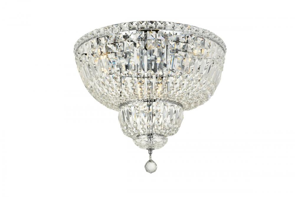 Tranquil 10 Light Chrome Flush Mount Clear Royal Cut Crystal