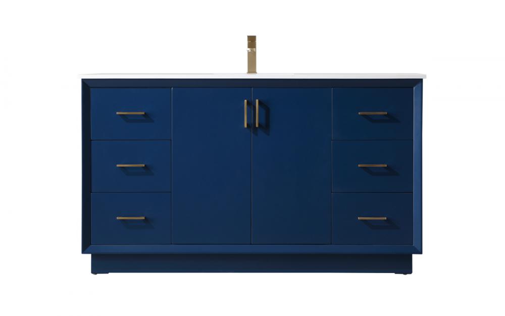 60 Inch SIngle Bathroom Vanity In Blue