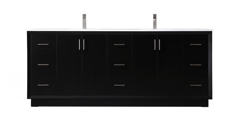 84 Inch Double Bathroom Vanity in Black