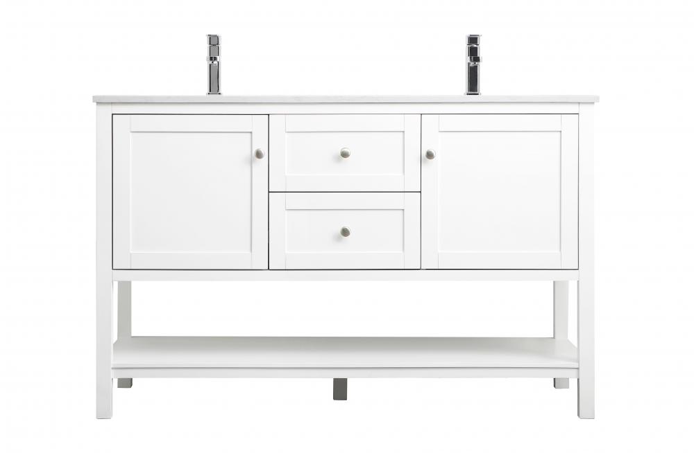 54 Inch Double Bathroom Vanity In White