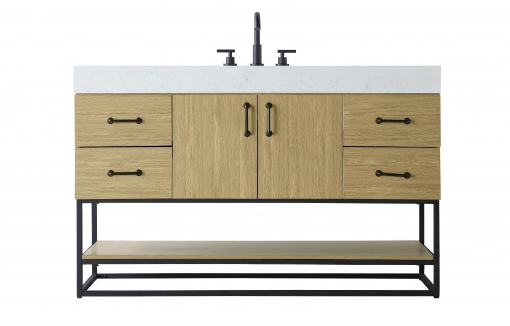 54 inch Single Bathroom Vanity in Honey Brown