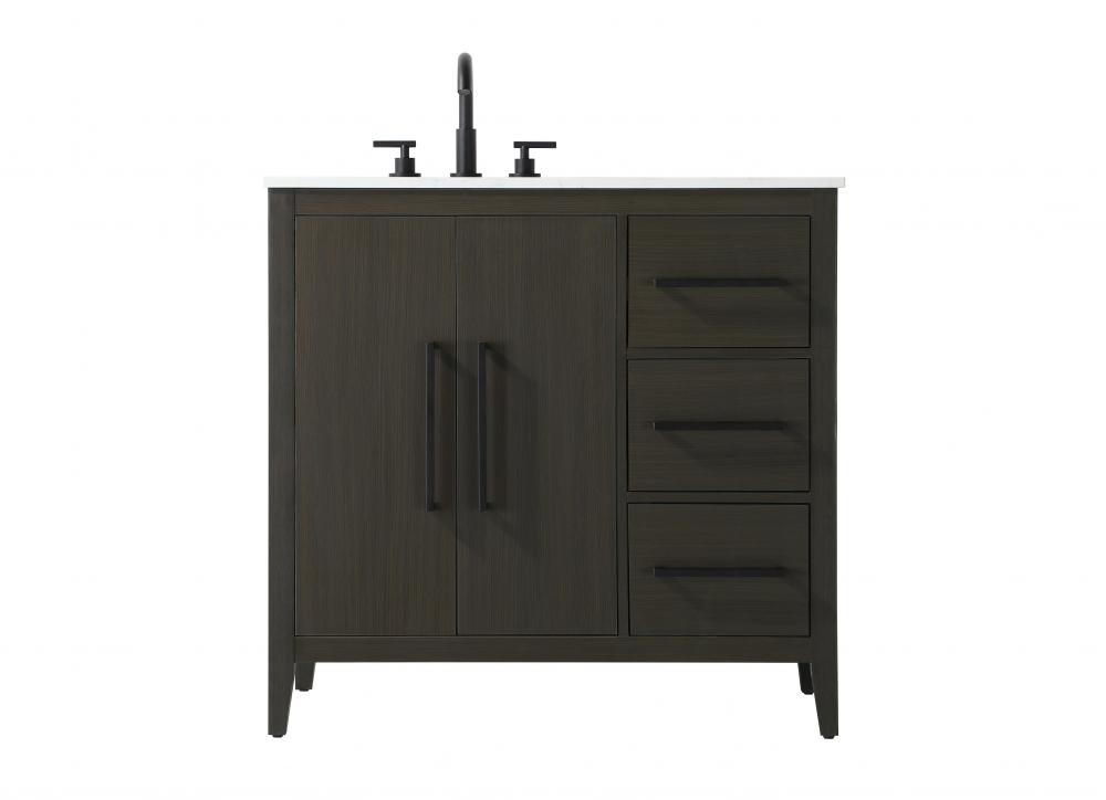 36 Inch Single Bathroom Vanity In Mocha Brown