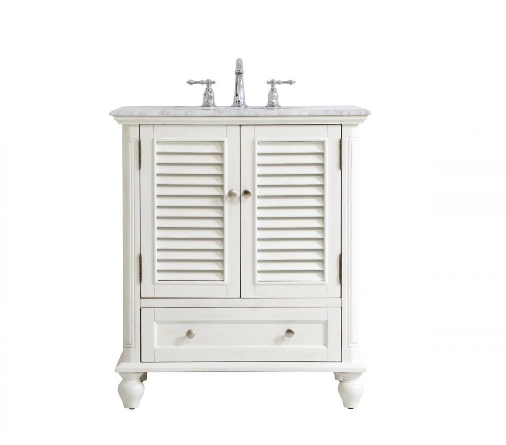 30 inch Single Bathroom Vanity in Antique White