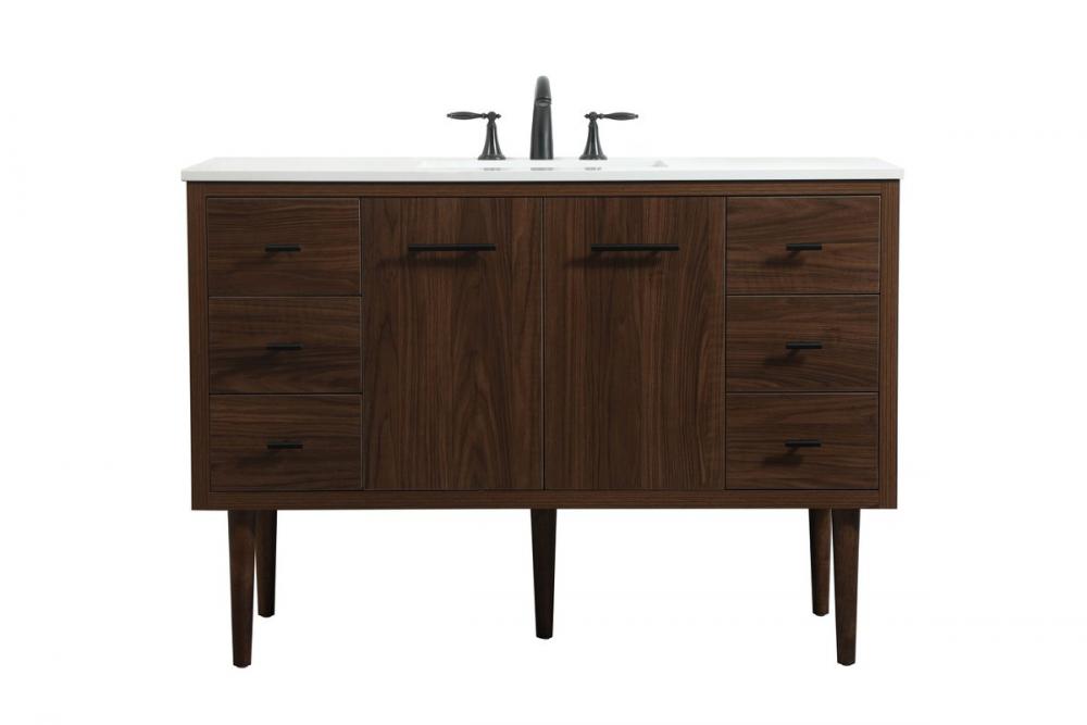 48 Inch Single Bathroom Vanity in Walnut