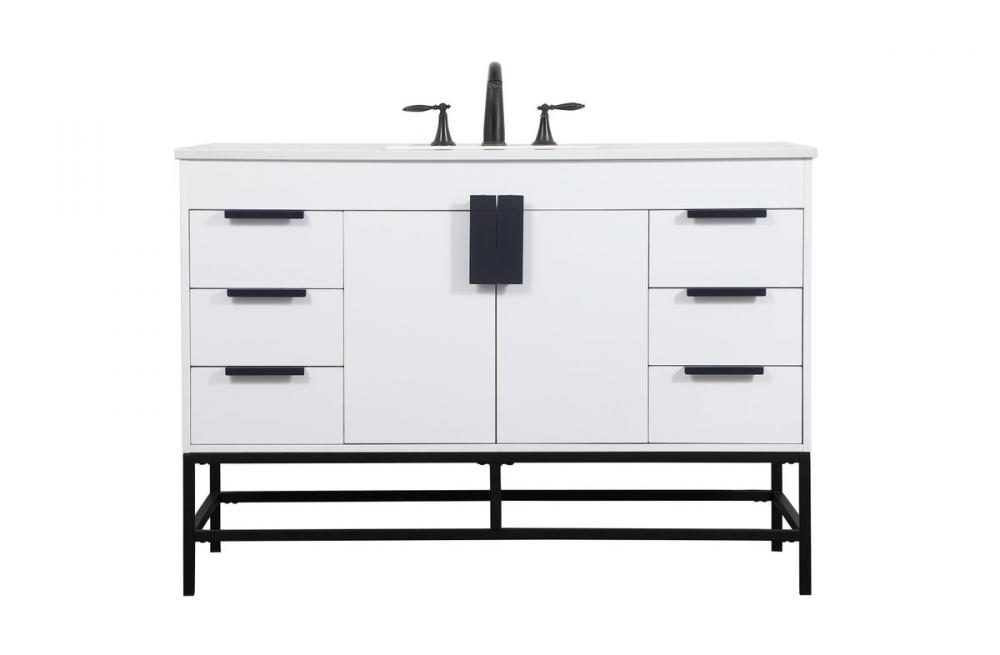 48 Inch Single Bathroom Vanity in White