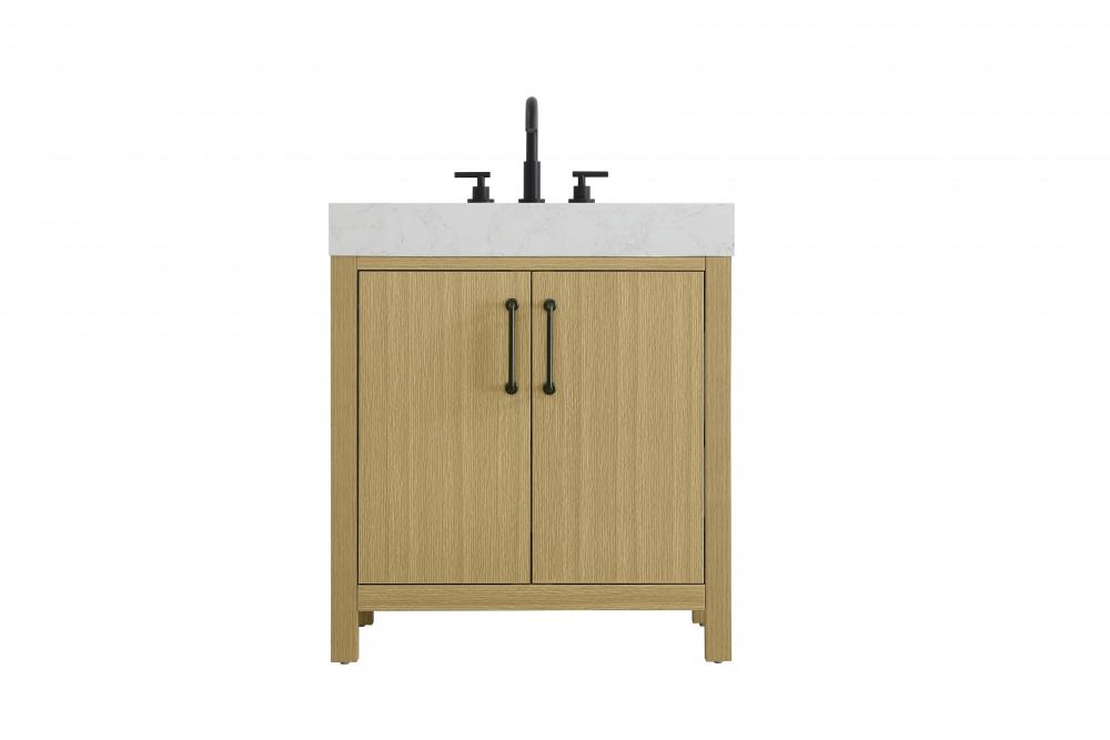 30 inch Single Bathroom Vanity In Honey Brown