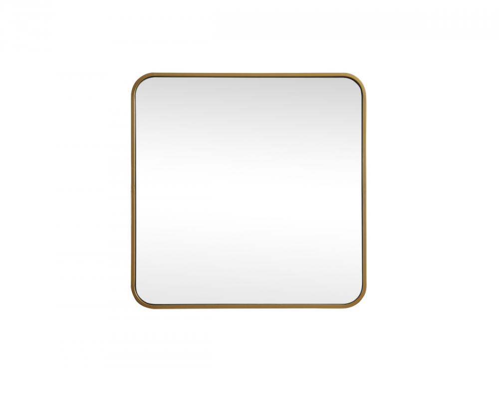 Soft corner metal square mirror 24x24 inch in Brass