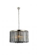 Elegant 1208D26PN-SS/RC - Sydney 8 Light Polished Nickel Chandelier Silver Shade (Grey) Royal Cut Crystal