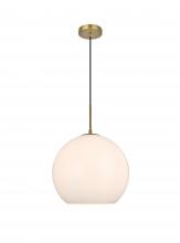 Elegant LD2217SG - Baxter 14 Inch Pendant Frosted White Shade in Satin Gold