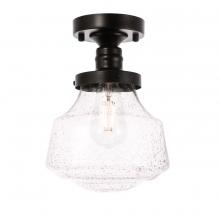 Elegant LD6246BK - Lyle 1 light Black and Clear seeded glass Flush mount