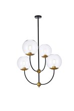 Elegant LD652D30BRK - Lennon 31.5 inch pendant in black and brass with clear shade