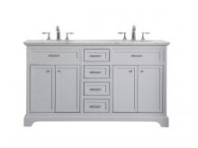 Elegant VF15060DGR - 60 In. Double Bathroom Vanity Set in Light Grey