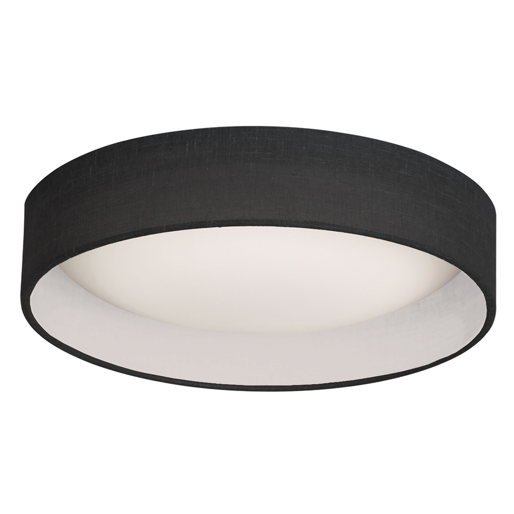 LED Flush Mount, Satin Chrome Finish, Black Shade