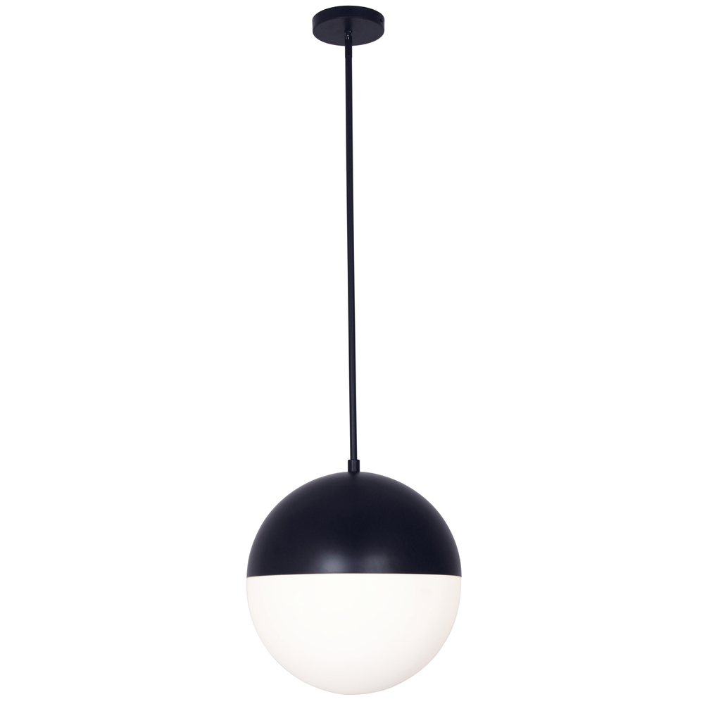 3 Light Halogen Pendant, Matte Black Finish with White Glass