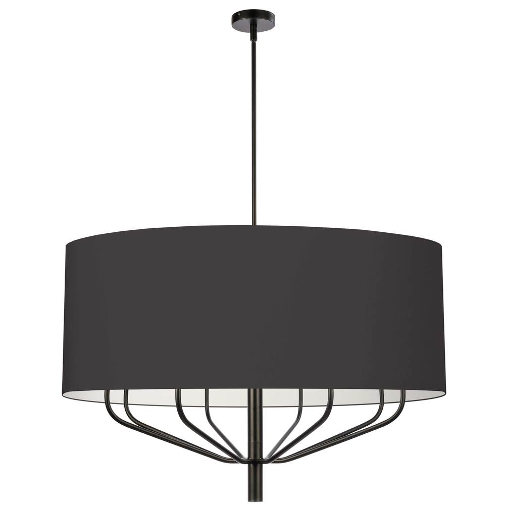 8LT Incandescent Chandelier, MB w/ WH Shade