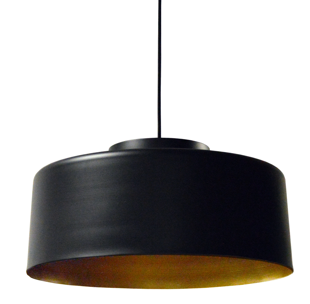 1LT Incandescent Metal Pendant,Black & Gold Finish