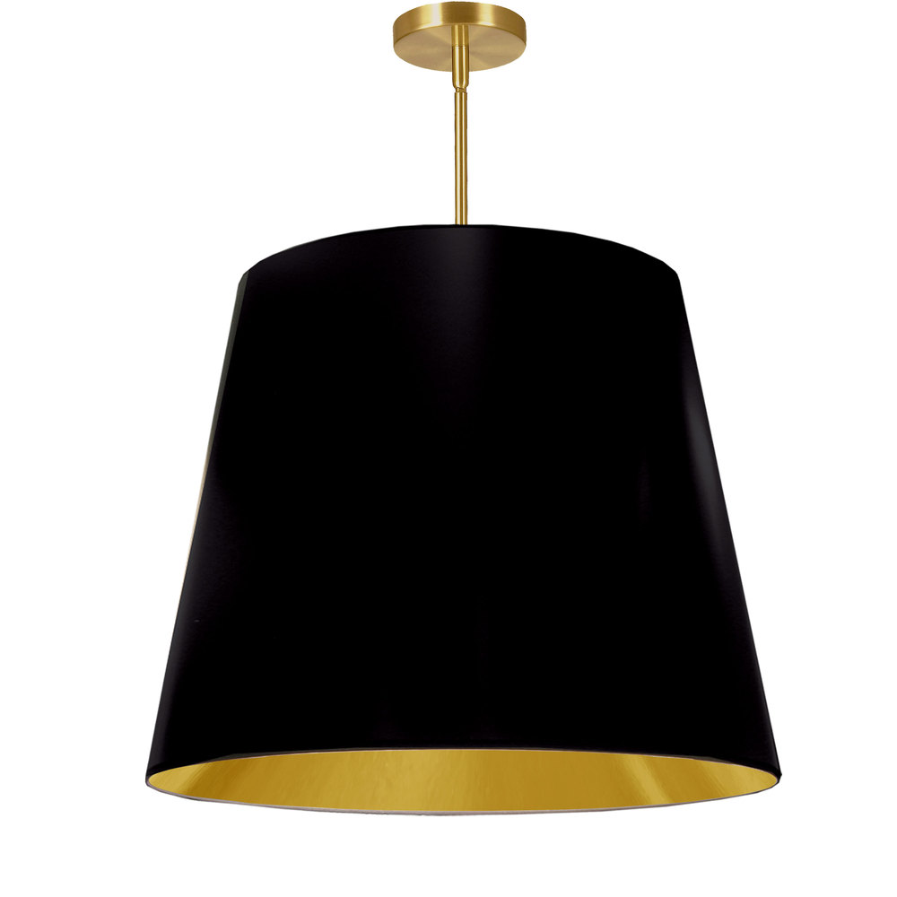 1 Light Oversized Drum Pendant Large Black/Gold Shade