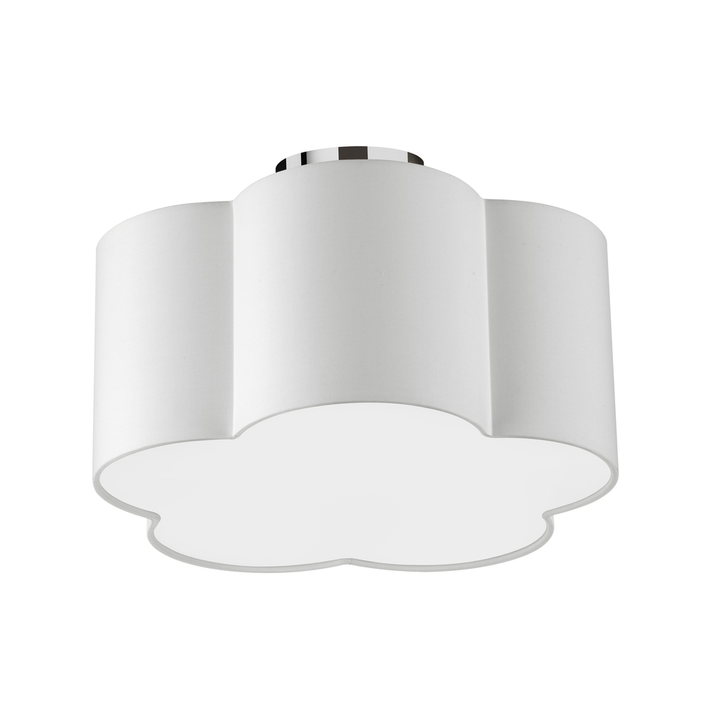 3LT Incandescent Flush Mount, PC w/ White Shade