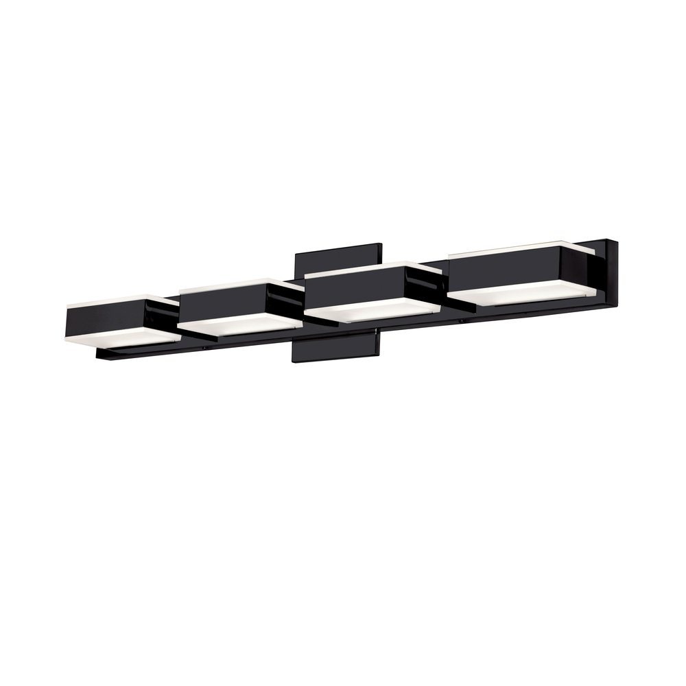 4 Light LED Wall Vanity, Matte Black Finish