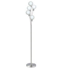 Dainolite 306F-SC - 5 Light Incandescent Floor Lamp Satin Chrome Finish with White Glass