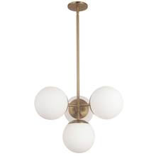 Dainolite DAY-214P-AGB - 4 Light Halogen Pendant, Aged Brass w/ White Opal Glass