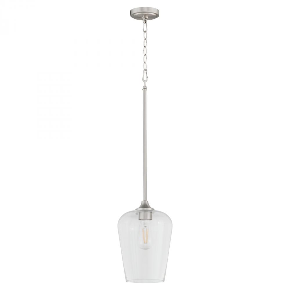 Raymond 1 Light Pendant, Satin Nickel