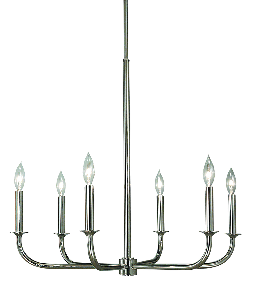 6-Light Polished Silver Moderne Dining Chandelier