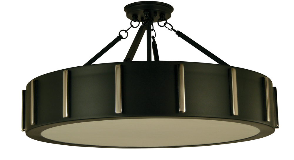 4-Light 23" Mahogany Bronze/Antique Brass Pantheon Flush Mount