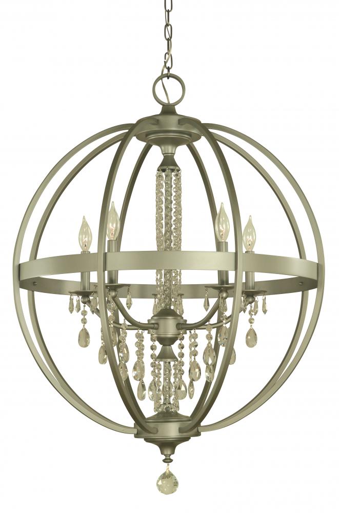 5-Light Satin Pewter Olivia Dining Chandelier