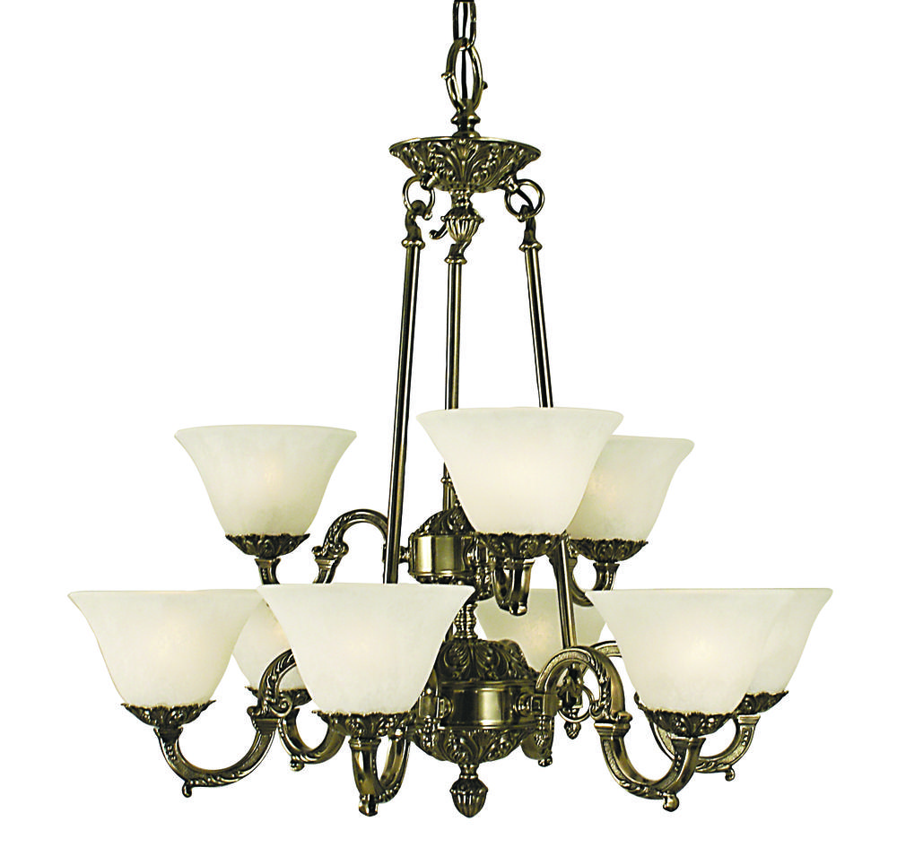 9-Light French Brass Napoleonic Dining Chandelier