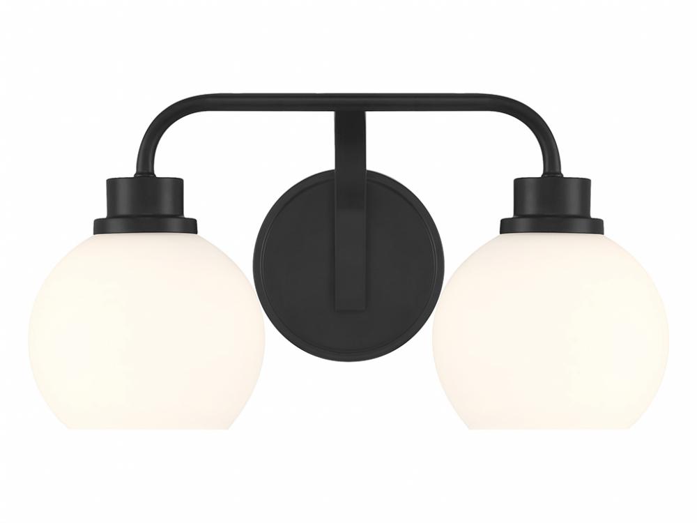 2-Light Bathroom Vanity Light in Matte Black